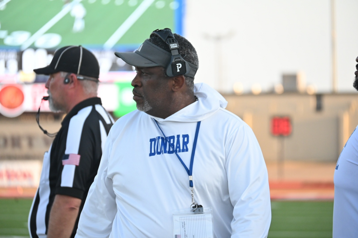 Fort Worth Dunbar head coach Todd Lawson during a high school football game against Fort Worth Wyatt at Clark Stadium in Fort Worth, Texas, Thursday, September 3, 2026. Wyatt won 54-0.
